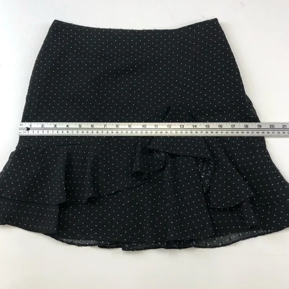 Club Monaco black Swiss dot jacquard ruffle lined mini skirt Size 4 - Picture 5 of 9